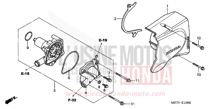 POMPE A EAU de CBF500 EMERGENCY RED METALLIC (R311) de 2006