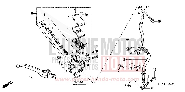 MAITRE-CYLINDRE FREIN AV. (CBF500) de CBF500 EMERGENCY RED METALLIC (R311) de 2006