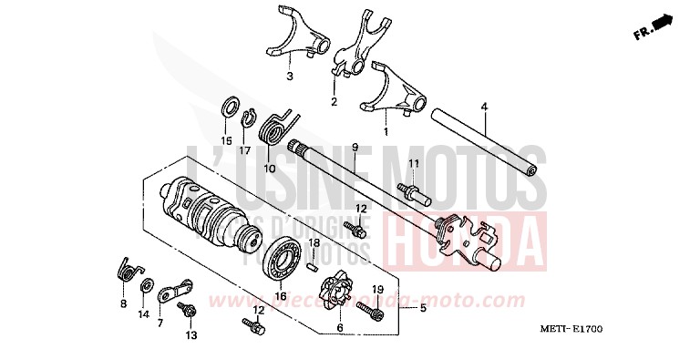 BARILLET DE SELECTION de CBF500 INTERSTELLAR BLACK METALLIC (NHA12) de 2006