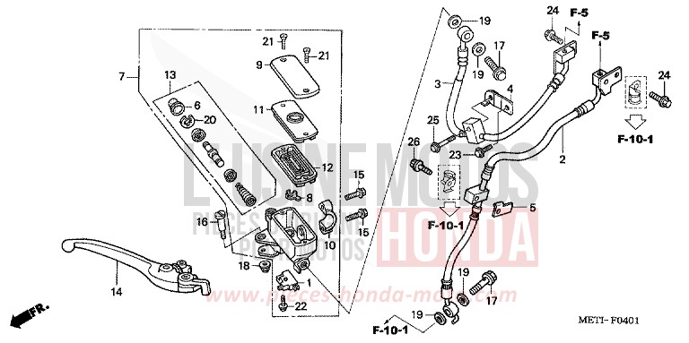 MAITRE-CYLINDRE FREIN AV. (CBF500A) de CBF500 NOIR (NH1) de 2004