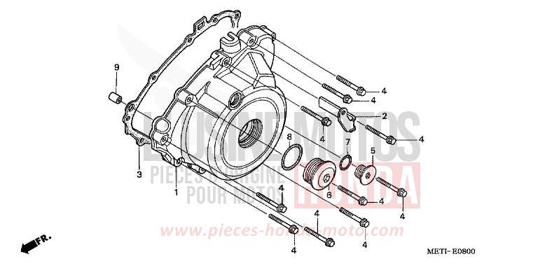 PANNEAU CARTER-MOTEUR G. de CBF500 FORCE SILVER METALLIC (NH411) 2004