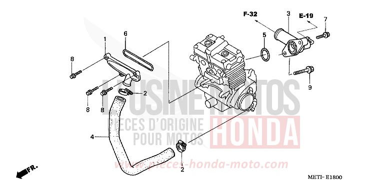 TUYAU D'EAU de CBF500 FORCE SILVER METALLIC (NH411) de 2004