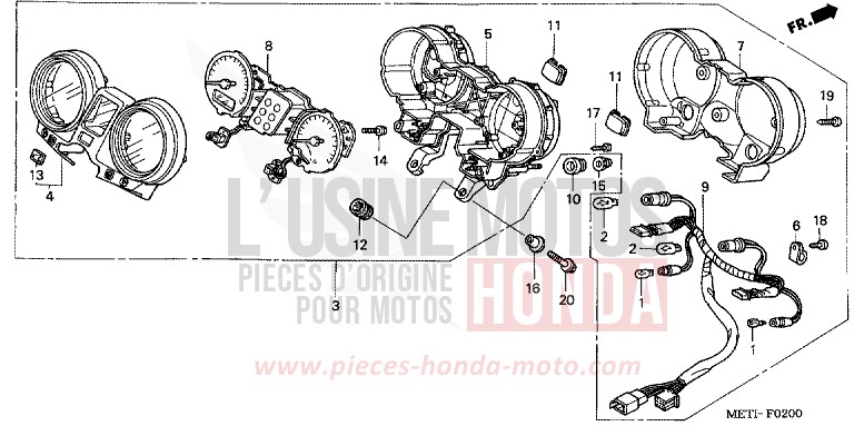 COMPTEUR de CBF500 FORCE SILVER METALLIC (NH411) de 2004