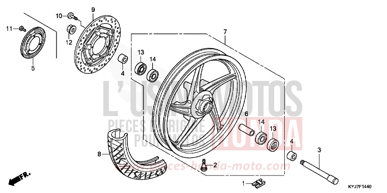 ROUE AVANT de CBR250R ASTEROID BLACK METALLIC (NHA35) de 2011