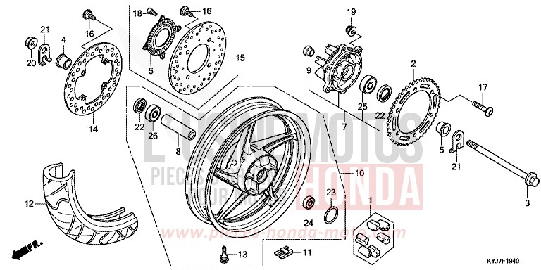 ROUE ARRIERE de CBR250R PEARL SPENCER BLUE (PB308) 2011