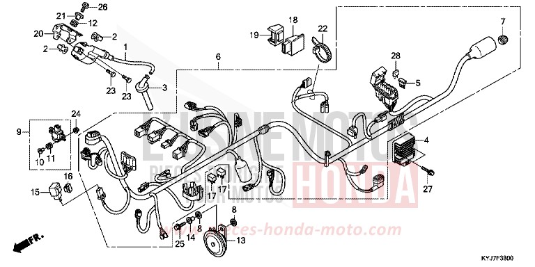 FAISCEAU DES FILS (CBR250R) de CBR250R PEARL SPENCER BLUE (PB308) 2011