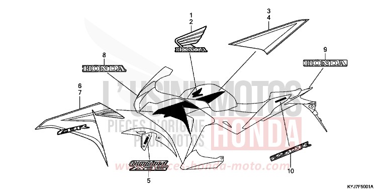 MARQUE/RAYURE (CBR250RB/RAB-3F,4E,5ED) de CBR250R PEARL SPENCER BLUE (PB308) de 2011