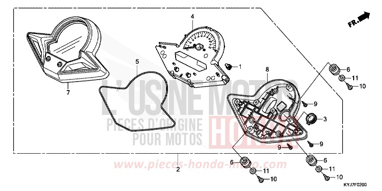 COMPTEUR de CBR250R NOIR (NH1) 2013