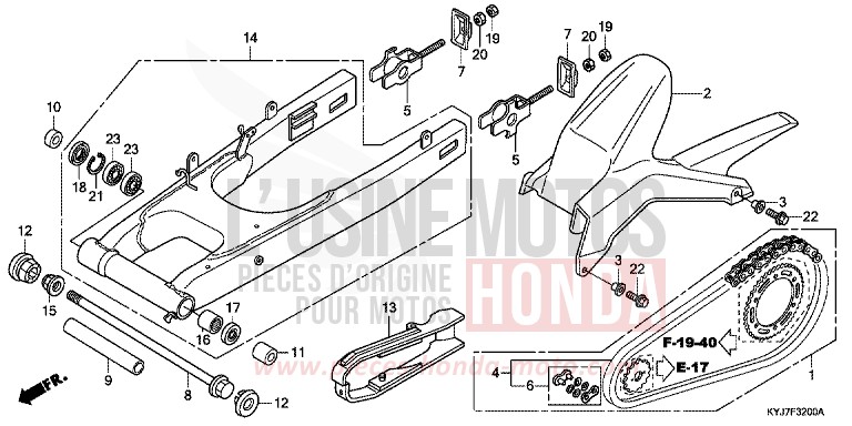 BRAS OSCILLANT de CBR250R NOIR (NH1) de 2013