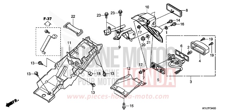 GARDE-BOUE ARRIERE de CBR250R NOIR (NH1) de 2013