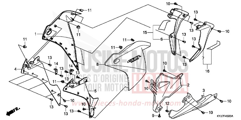 CARENAGE MILIEU/PANNEAU INFERIEUR de CBR250R NOIR (NH1) de 2013