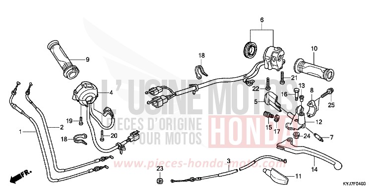 LEVIER DE GUIDON/COMMUTATEUR/CABLE de CBR250R PEARL HIMALAYAS WHITE (NHA87) 2013