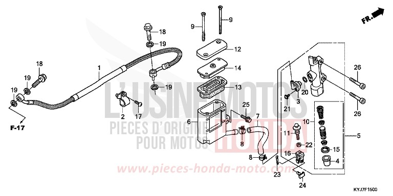 REAR BRAKE MASTER CYLINDER (CBR250R) de CBR250R PEARL HIMALAYAS WHITE (NHA87) de 2013