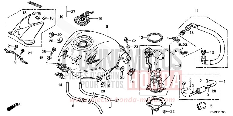 RESERVOIR A CARBURANT de CBR250R PEARL HIMALAYAS WHITE (NHA87) 2013
