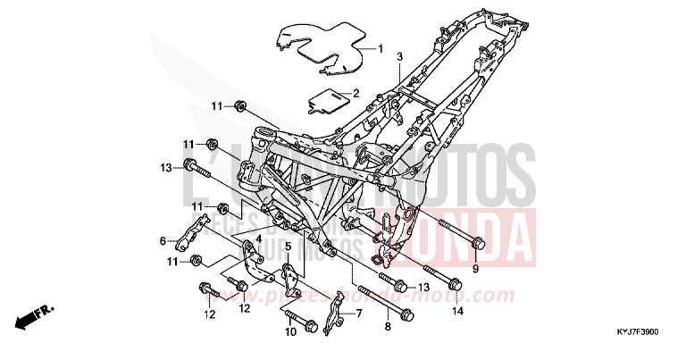 CARROSSERIE DE CHASSIS de CBR250R PEARL HIMALAYAS WHITE (NHA87) de 2013