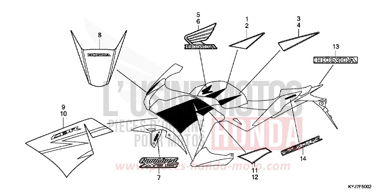 MARQUE/RAYURE (CBR250RD/RAD-3F,3RU,4E,5ED) de CBR250R PEARL HIMALAYAS WHITE (NHA87) de 2013
