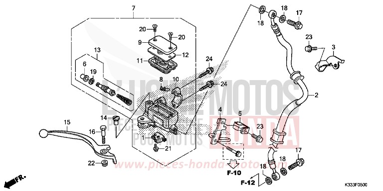 MAITRE-CYLINDRE DE FREIN AVANT CYLINDRE (CBR250R/300R) de CBR300R NITRIC ORANGE (YR271) de 2015