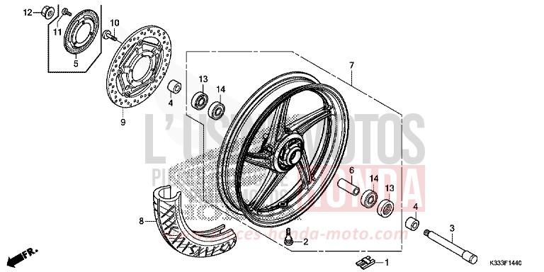 ROUE AVANT de CBR300RA ROSS WHITE (NH196) 2015