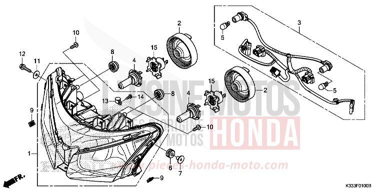 PROJECTEUR de CBR300R ROSS WHITE (NH196) 2015