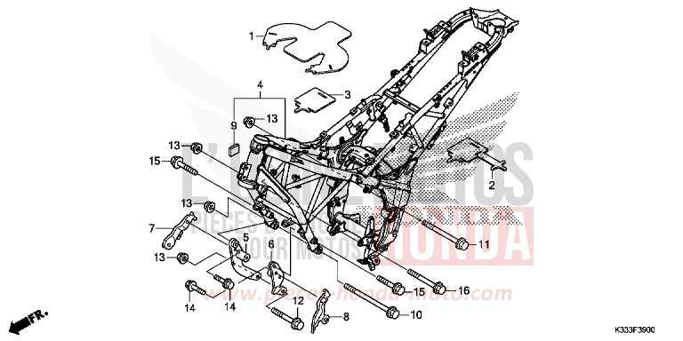 CARROSSERIE DE CHASSIS de CBR300R ROSS WHITE (NH196) de 2015