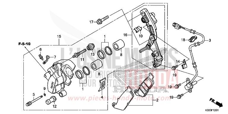 ETRIER DE FREIN AVANT (CBR250RA/300RA) de CBR300RA MAT GUNPOWDER BLACK METALLIC (NH436) 2015