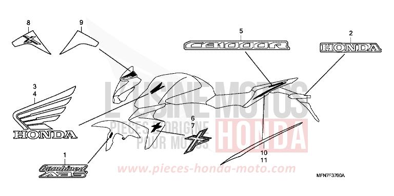 MARQUE (1) de CB1000R PEARL COOL WHITE (NHA16) de 2011