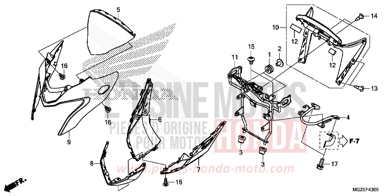 CAPOT AVANT de CB500F MAT GUNPOWDER BLACK METALLIC (NH436X) 2015