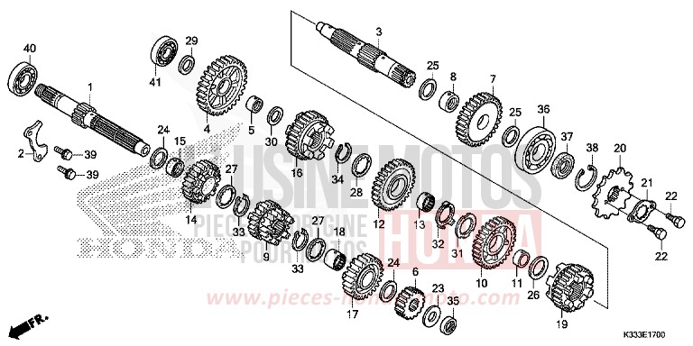BOITE DE VITESSES de CBR300R ROSS WHITE (NH196) de 2015