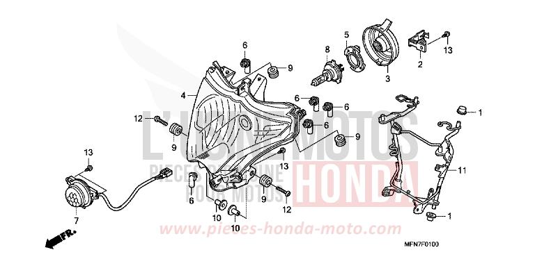 PROJECTEUR de CB1000R PEARL COOL WHITE (NHA16K) 2011
