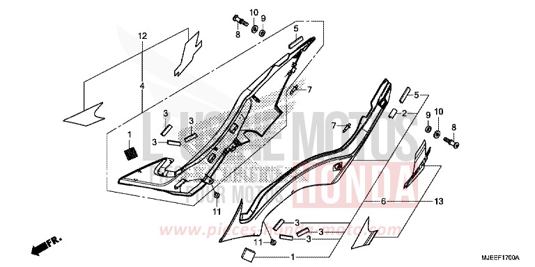 COUVERCLE LATERAL de CB650F PEARL HIMALAYAS WHITE (NHA87) de 2014