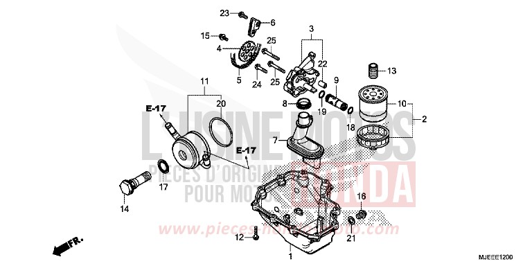 CARTER D'HUILE/POMPE A HUILE de CB650F PEARL QUEEN BEE YELLOW (Y217) de 2014