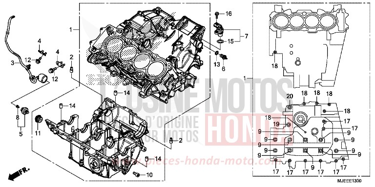 CARTER MOTEUR de CB650F PEARL QUEEN BEE YELLOW (Y217) de 2014
