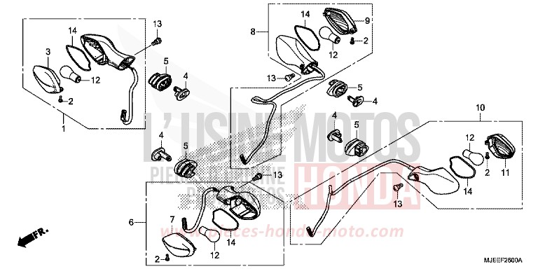 CLIGNOTANT de CB650F SWORD SILVER METALLIC (NHA95) de 2014