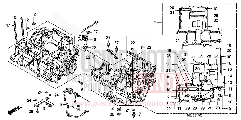 CARTER MOTEUR de CB1300S DARKNESS BLACK METALLIC (NH463F) de 2007