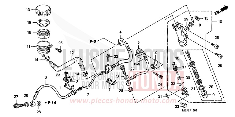 MAITRE-CYLINDRE FREIN AR. (CB1300A/SA) de CB1300S DARKNESS BLACK METALLIC (NH463F) de 2007
