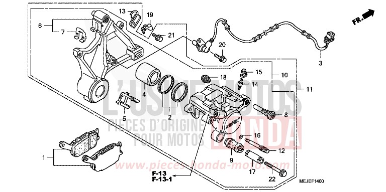 ETRIER DE FREIN ARRIERE de CB1300S DARKNESS BLACK METALLIC (NH463F) de 2007