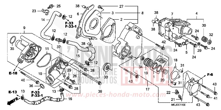 PANNEAU ARRIERE GAUCHE/POMPE A EAU de CB1300S PEARL FADELESS WHITE (NH341KF) de 2007