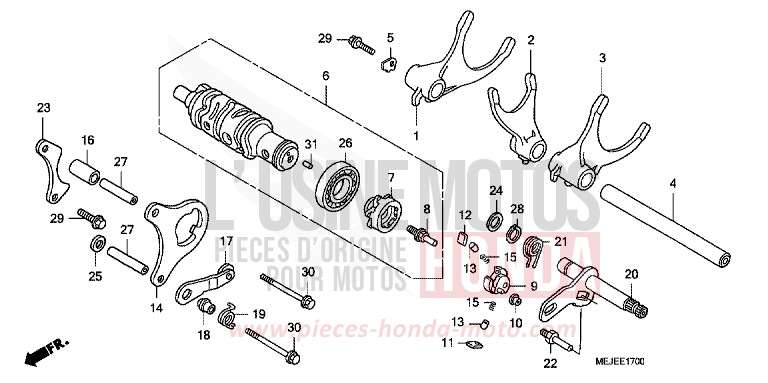 BARILLET DE SELECTION/FOURCHETTE DE SELECTION de CB1300S PEARL FADELESS WHITE (NH341KF) de 2007