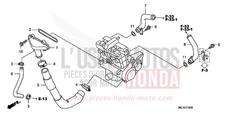 TUYAU D'EAU de CB1300S PEARL FADELESS WHITE (NH341KF) de 2007