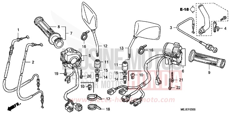 COMMUTATEUR/CABLE de CB1300S PEARL FADELESS WHITE (NH341KF) de 2007