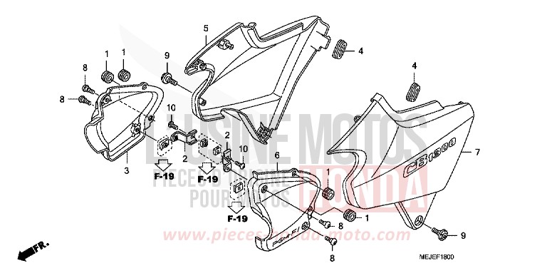 COUVERCLE LATERAL de CB1300S PEARL FADELESS WHITE (NH341KF) de 2007