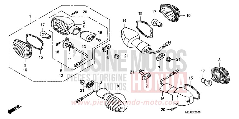 CLIGNOTANT de CB1300S PEARL FADELESS WHITE (NH341KF) de 2007