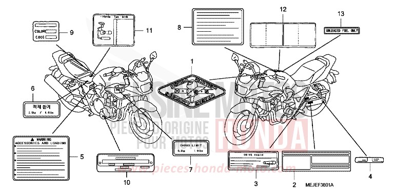 ETIQUETTE DE PRECAUTIONS (CB1300S/SA) de CB1300S PEARL FADELESS WHITE (NH341KF) de 2007