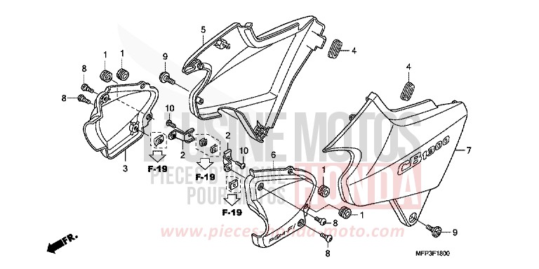 COUVERCLE LATERAL de CB1300S DARKNESS BLACK METALLIC (NH463BF) de 2008