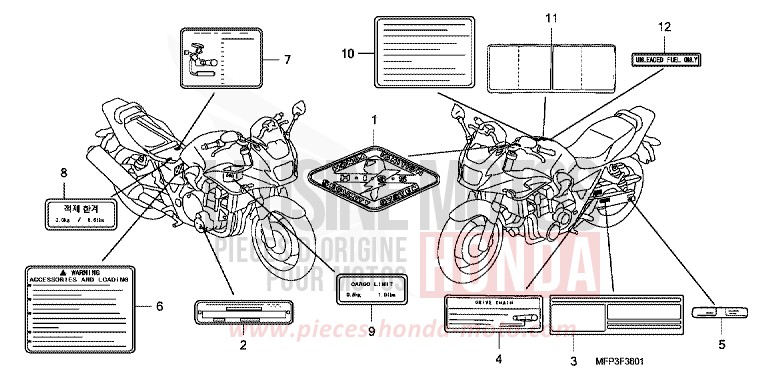 ETIQUETTE DE PRECAUTIONS (CB1300S/CB1300SA) de CB1300S DARKNESS BLACK METALLIC (NH463BF) de 2008