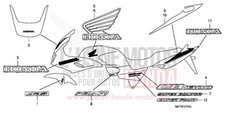 MARQUE (CB1300S/CB1300SA) de CB1300S DARKNESS BLACK METALLIC (NH463BF) de 2008