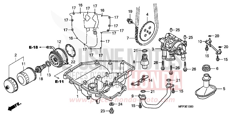 CARTER D'HUILE/POMPE A HUILE de CB1300S PEARL SUNBEAM WHITE (NHA66KF) de 2008