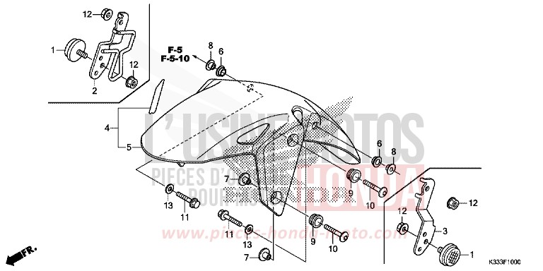 AILE AVANT de CBR300R NITRIC ORANGE (YR271) de 2016