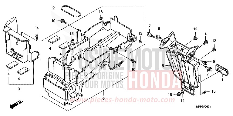GARDE-BOUE ARRIERE (CB1300A/CB1300SA) de CB1300S PEARL SUNBEAM WHITE (NHA66KF) de 2008