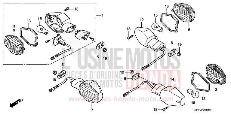 CLIGNOTANT (CB1300S/CB1300SA) de CB1300S PEARL SUNBEAM WHITE (NHA66KF) de 2008